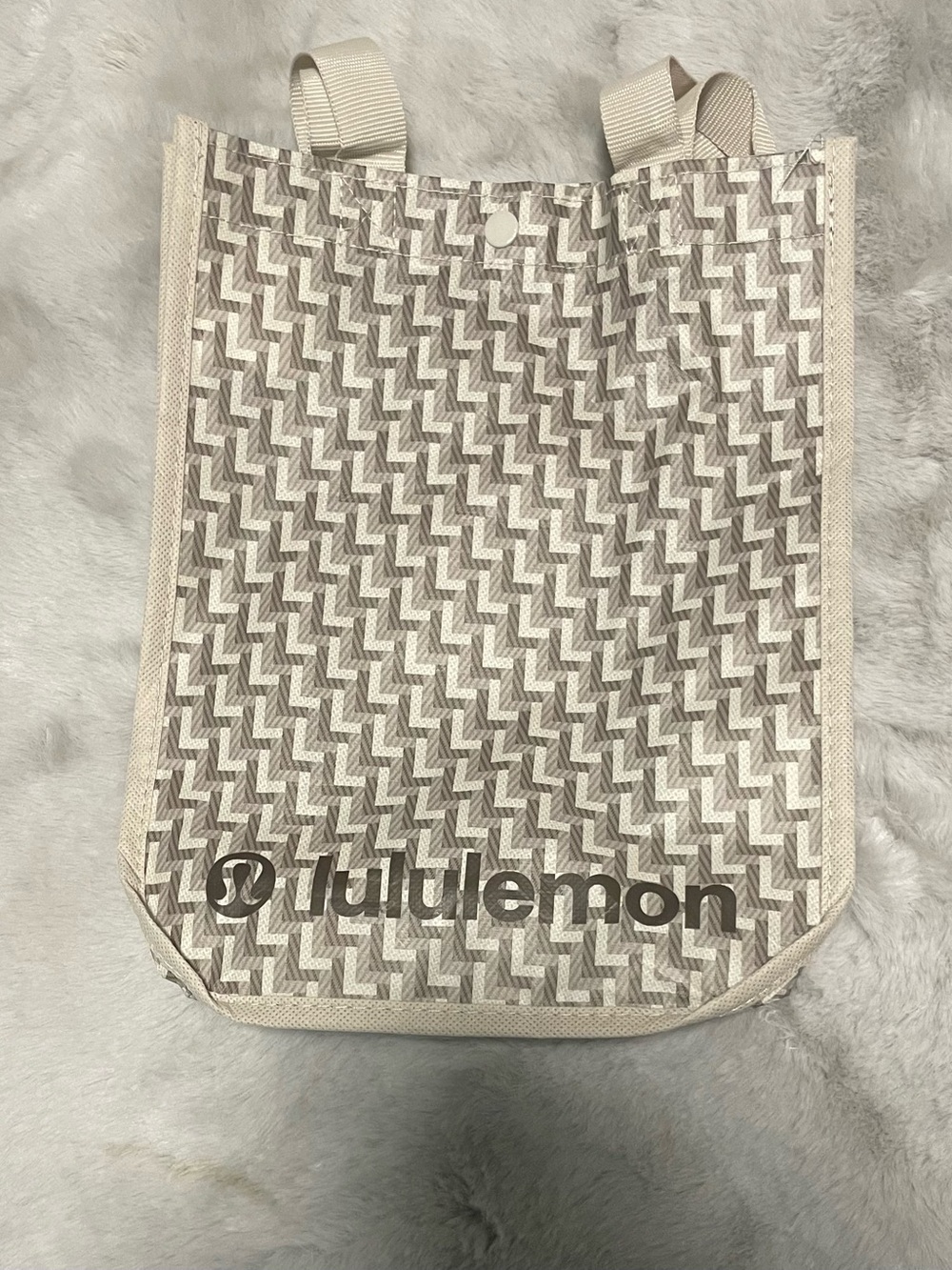 lululemon athletica Cream Patterned Tote Bag